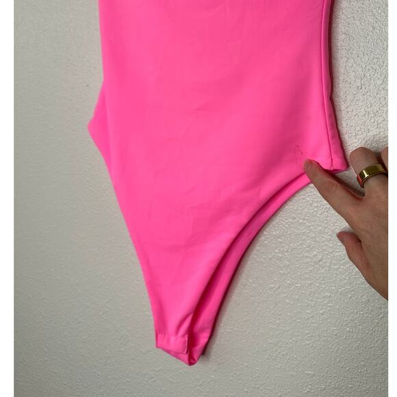 NWT Deeva Neon Hot Pink Fuchsia Strapless Bodysuit Medium - Picture 3 of 11